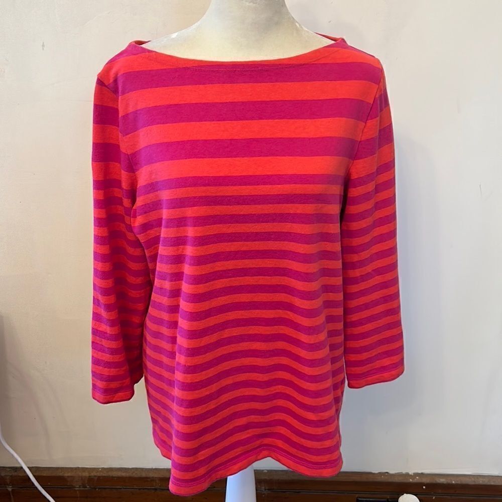 Lands End orange hot pink sweatshirt tee Size M EUC